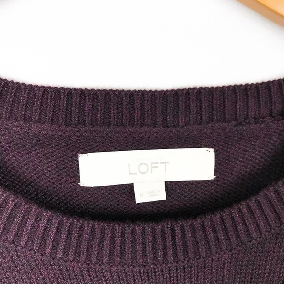 LOFT Eggplant Purple Rhinestone Crew Sweater M Medium - Picture 3 of 6
